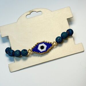 Handmade natural gemstone and seed beads bracelet
